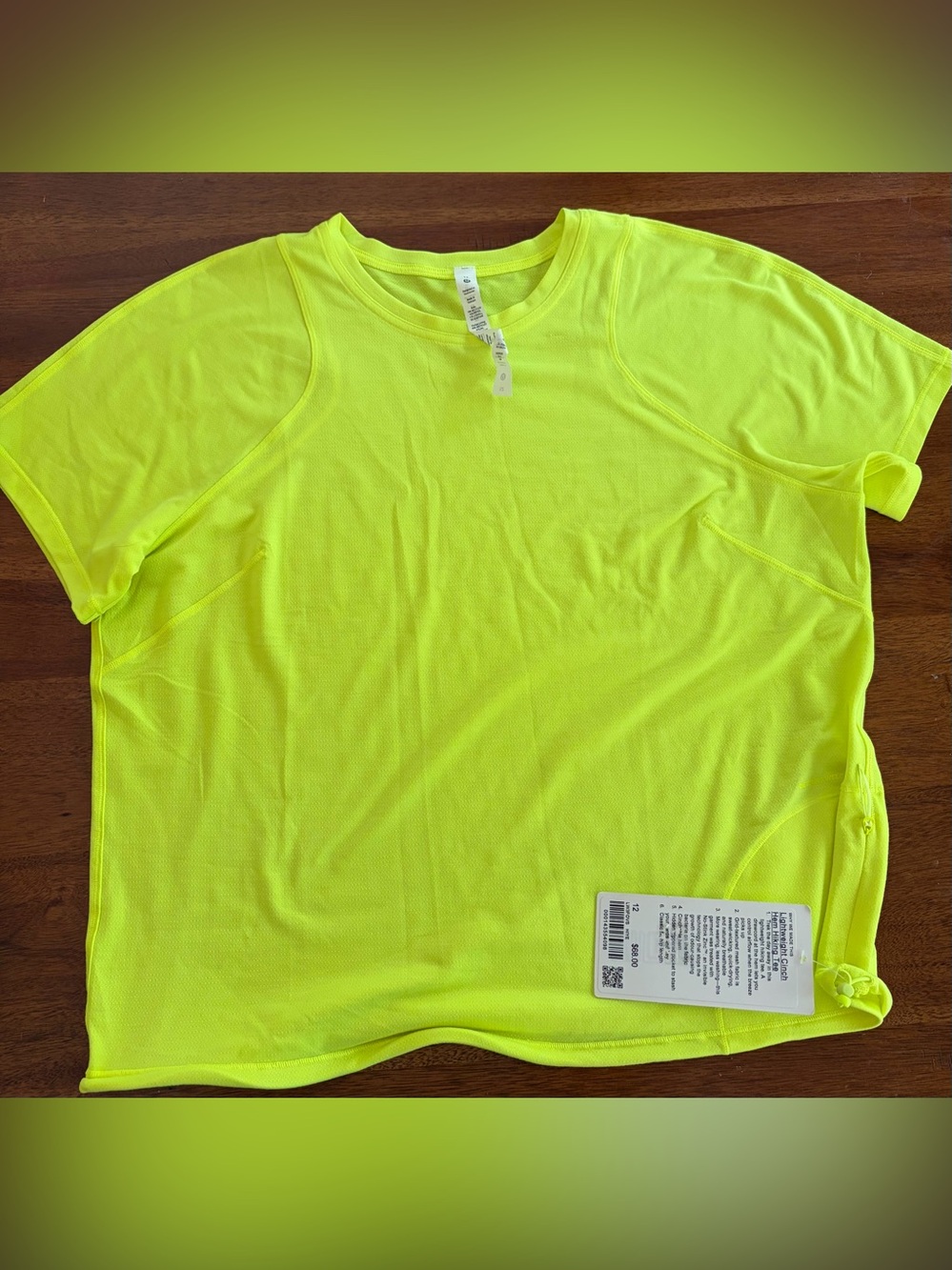 Lululemon Lightweight Cinch-Hem Hiking Tee Women’s 12 Highlight Yellow NWT